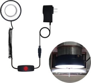 CNC Milling Machine Spindle Ring Light, 55mm Magnetic Brightness Adjustable Ring Light Work Lamp Light Source, Engraving Machine Vertical No Shadow Flexible Long Wire Magnetic Work Ring Light Lamp