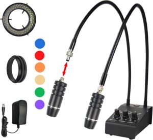 gooseneck spotlight Chiefix Microscope Light 6W Dual Gooseneck Spotlight with Microscope 4W 64 LED Ring Illuminator Source