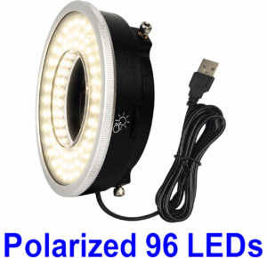 led test2 Chiefix Microscope Polarized 96-LED Ring Light Microscope Lamp Illuminator for Soldering Repair Industrial Camera