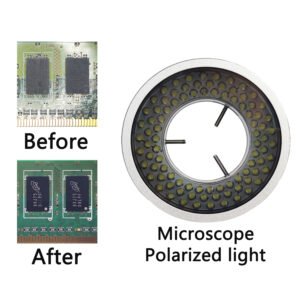 Polarized Microscope Light Anti Glare LED Ring Illuminator, USB Adjustable 96 LED Ring Light for Industry Monocular Binocular Trinocular Stereo Microscope Camera