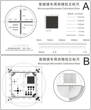 Ruler for Microscope, Micrometer Calibration Slide Line Width Particle Diameter Measurement Tool High Precision Film Point Gauge Reticle Stereo Microscope Calibration Grid Camera Calibration