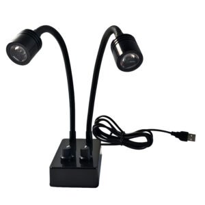 Spotlight Microscope Light Source, USB Desk Mini LED Dual Gooseneck Lights Illuminator for Stereo Microscope Camera Industrial Video Zoom C Mount Lens for Repair Soldering PCB Lab