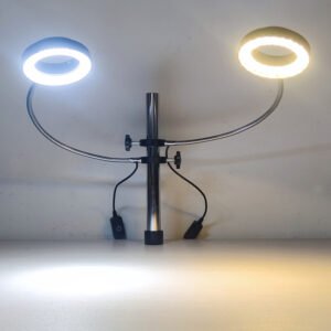360° Rotation Gooseneck Cold Warm Ring Light, 64 144 LED Light Universal Adjustable Snake Pipe Lamp for 25mm 32mm Stand Arm Industrial Stereo Repair Soldering Jewelry Microscope (144 Cold LED)