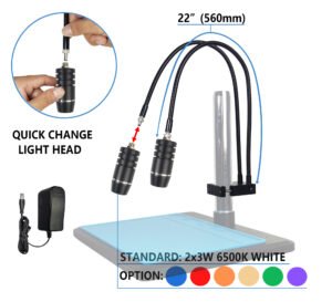 gooseneck spotlight14 Chiefix Microscope Light 6W 6500K Dual Gooseneck Spotlight for Industrial Digital Stereo Microscope Camera, PCB Repair, Soldering